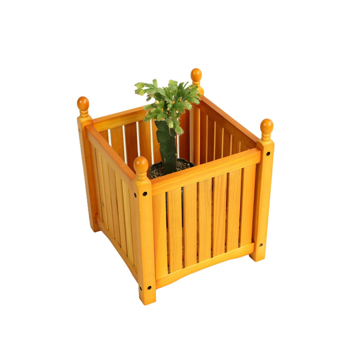 Wooden Square Outdoor Flower and Herb Pot - Teak Finish, Wood, 15.75 x 15.75 x 18.50 inches Default -DTYStore