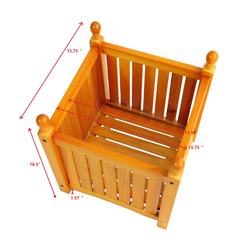 Wooden Square Outdoor Flower and Herb Pot - Teak Finish, Wood, 15.75 x 15.75 x 18.50 inches Default -DTYStore