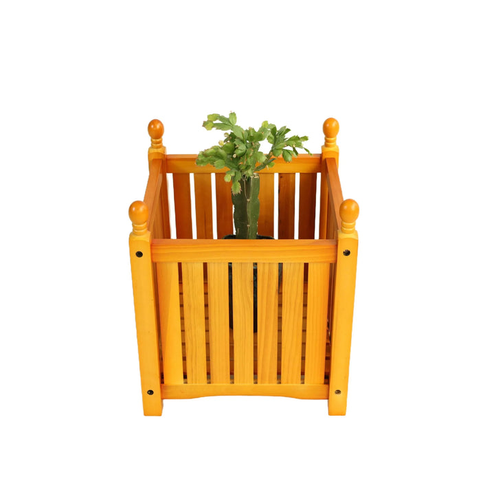 Wooden Square Outdoor Flower and Herb Pot - Teak Finish, Wood, 15.75 x 15.75 x 18.50 inches Default -DTYStore