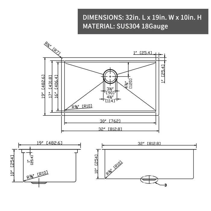 Workstation 32' L X 19' W Undermount Kitchen Sink With Accessories - DTY Store