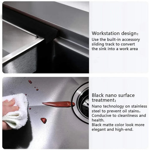 Workstation 33-inch Drop-In Kitchen Sink R10 Radius Stainless Steel Kitchen Sink Single Bowl with Intergrated Ledge & Accessories (Pack of 5) -33'x22'x10' Default -DTYStore