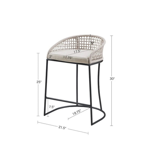 Woven Counter Stool with Upholstered Seat Natural Metal Default -DTYStore