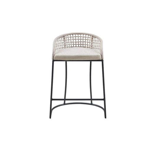 Woven Counter Stool with Upholstered Seat Natural Metal Default -DTYStore