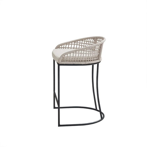 Woven Counter Stool with Upholstered Seat Natural Metal Default -DTYStore