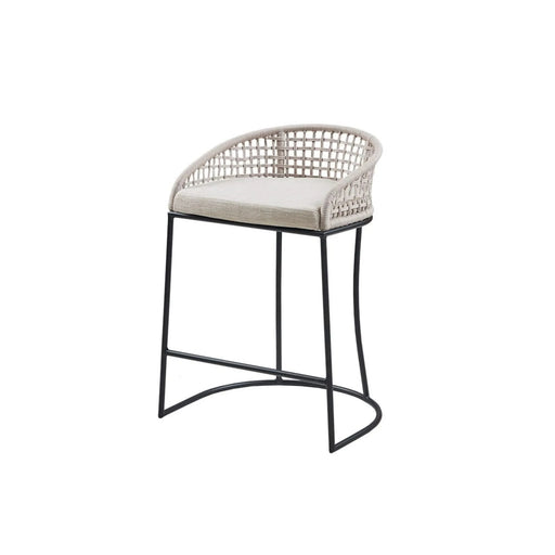Woven Counter Stool with Upholstered Seat Natural Metal Default -DTYStore