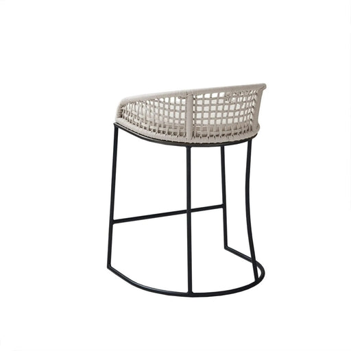 Woven Counter Stool with Upholstered Seat Natural Metal Default -DTYStore