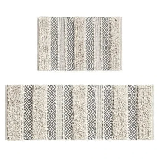 Woven Texture Stripe Bath Rug Grey 22x58' Default -DTYStore