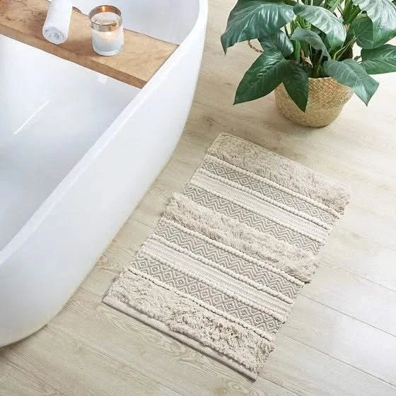 Woven Texture Stripe Bath Rug Natural 22x58' Default -DTYStore