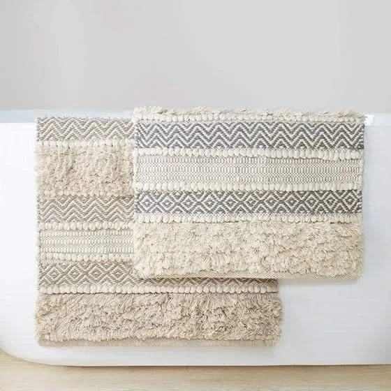 Woven Texture Stripe Bath Rug Natural 22x58' Default -DTYStore