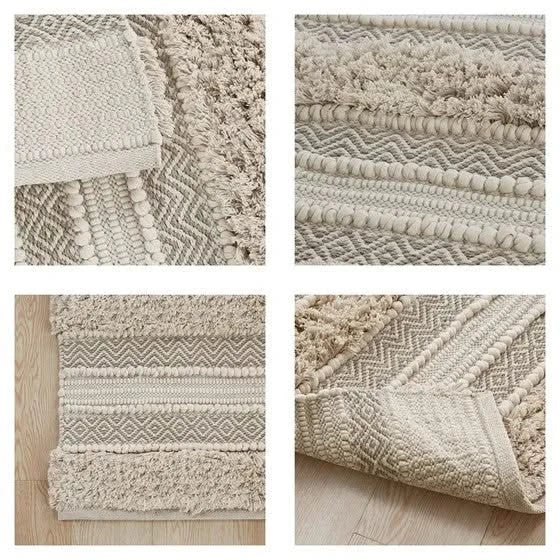 Woven Texture Stripe Bath Rug Natural 22x58' Default -DTYStore