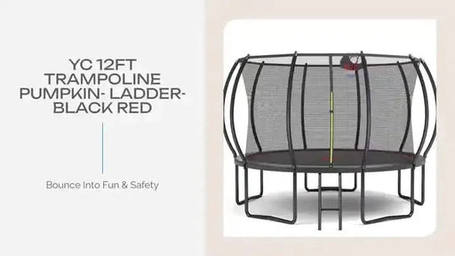 YC 12FT trampoline Pumpkin- ladder-Black Red Default -DTYStore