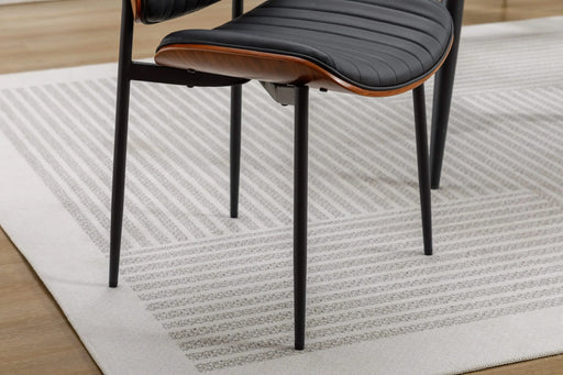 YIJIAN Dining Chairs Set of 2 Mid Century Modern Retro Faux Leather Chair with Bentwood Upholstered Seat Metal Legs Adjustable Foot for Kitchen Dining Room Chairs(BLACK) Default -DTYStore