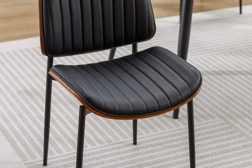 YIJIAN Dining Chairs Set of 2 Mid Century Modern Retro Faux Leather Chair with Bentwood Upholstered Seat Metal Legs Adjustable Foot for Kitchen Dining Room Chairs(BLACK) Default -DTYStore