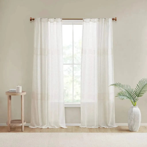 Yarn Dye Sheer Curtain Panel Pair(2 Pcs Window Panels) Default -DTYStore