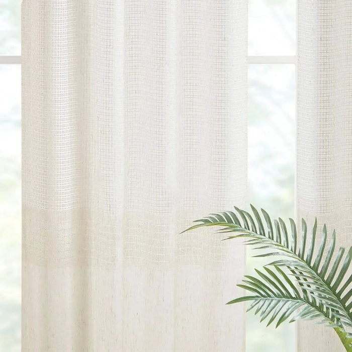 Yarn Dye Sheer Curtain Panel Pair(2 Pcs Window Panels) Default -DTYStore