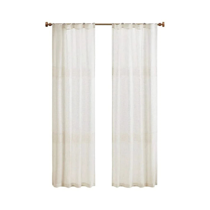 Yarn Dye Sheer Curtain Panel Pair(2 Pcs Window Panels) Default -DTYStore