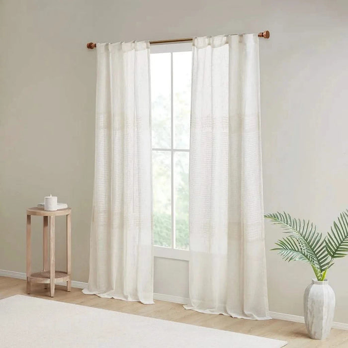 Yarn Dye Sheer Curtain Panel Pair(2 Pcs Window Panels) Default -DTYStore