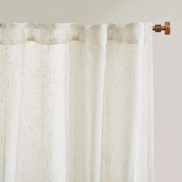 Yarn Dye Sheer Curtain Panel Pair(2 Pcs Window Panels) Default -DTYStore