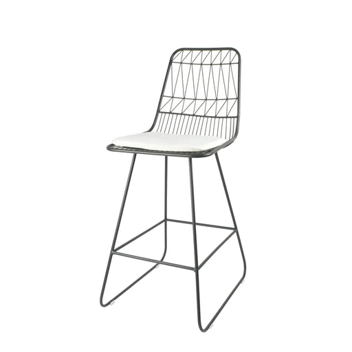 Yearning Iron Counter Stool with Water-resistant Cushion, Black and Ivory Default -DTYStore
