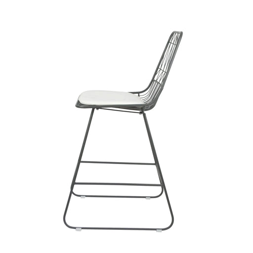 Yearning Iron Counter Stool with Water-resistant Cushion, Black and Ivory Default -DTYStore