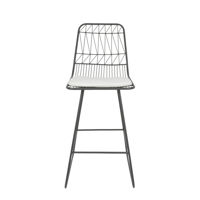 Yearning Iron Counter Stool with Water-resistant Cushion, Grey and Ivory Default -DTYStore