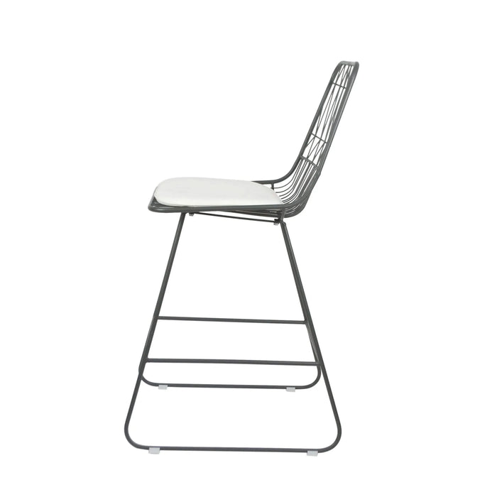 Yearning Iron Counter Stool with Water-resistant Cushion, Grey and Ivory Default -DTYStore