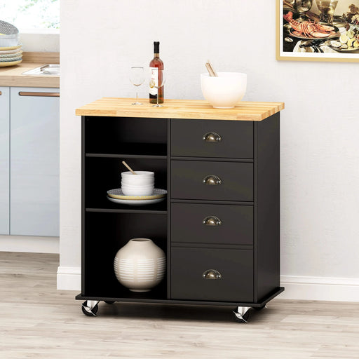 Yohaan Contemporary Kitchen Cart with Wheels Default -DTYStore