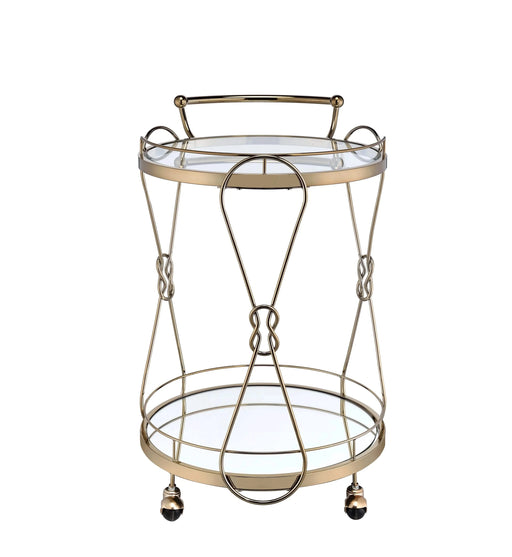 Zekera Champagne Finish Serving Cart Default -DTYStore