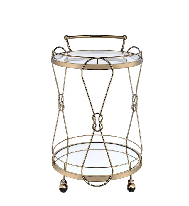 Zekera Champagne Finish Serving Cart Default -DTYStore