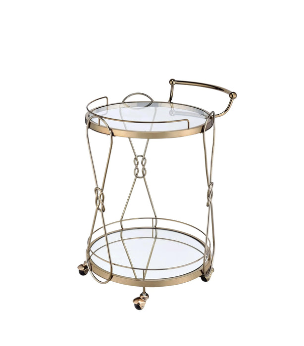 Zekera Champagne Finish Serving Cart Default -DTYStore