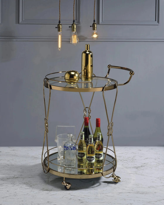 Zekera Champagne Finish Serving Cart Default -DTYStore