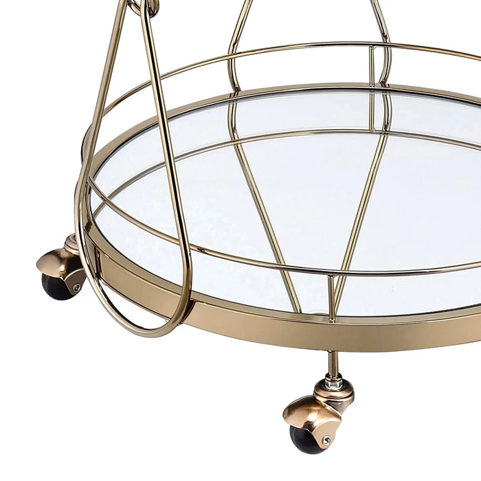 Zekera Champagne Finish Serving Cart Default -DTYStore