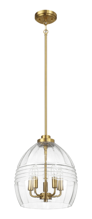 Zen Five Pendant Chain Hanging Light with Clear Glass - Satin Brass Default -DTYStore