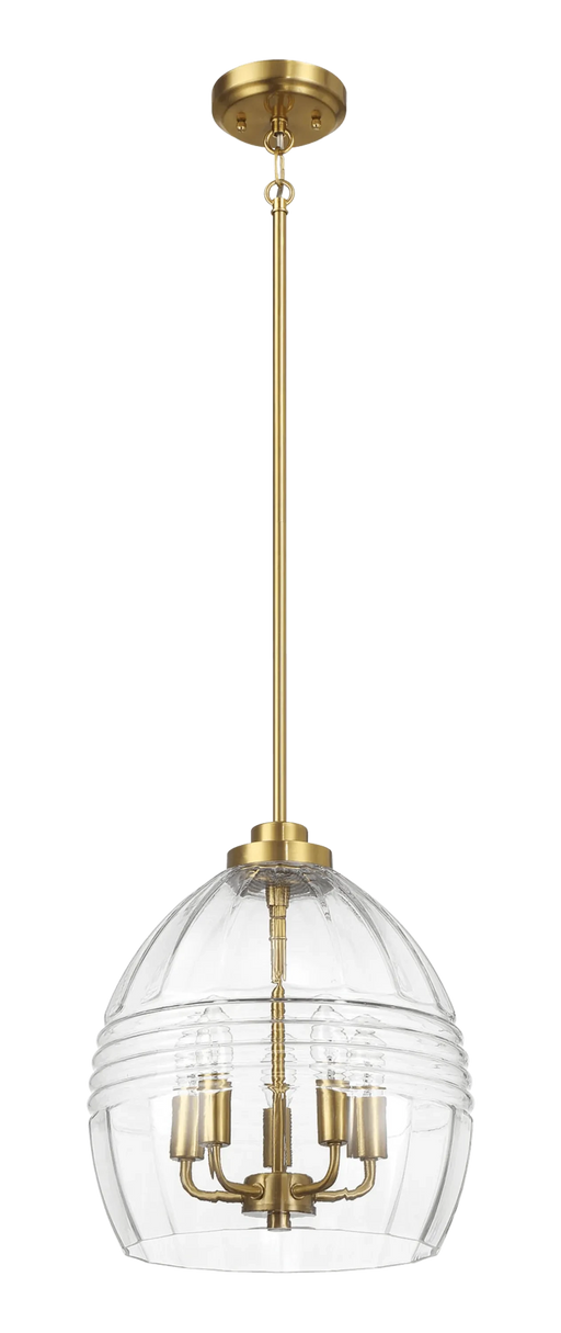 Zen Five Pendant Chain Hanging Light with Clear Glass - Satin Brass Default -DTYStore