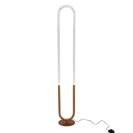 Zeon LED Floor Lamp, Contemporary Standing Light, Coarse Gold Finish, Metal and Clear Acrylic, 110-120V Default -DTYStore