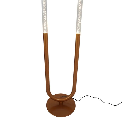 Zeon LED Floor Lamp, Contemporary Standing Light, Coarse Gold Finish, Metal and Clear Acrylic, 110-120V Default -DTYStore