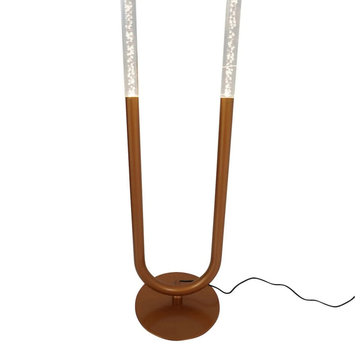 Zeon LED Floor Lamp, Contemporary Standing Light, Coarse Gold Finish, Metal and Clear Acrylic, 110-120V Default -DTYStore