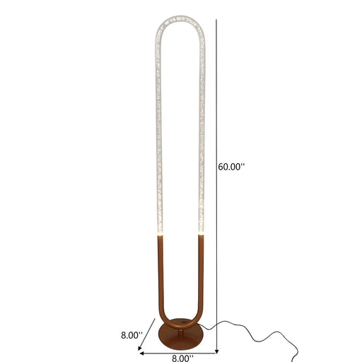 Zeon LED Floor Lamp, Contemporary Standing Light, Coarse Gold Finish, Metal and Clear Acrylic, 110-120V Default -DTYStore