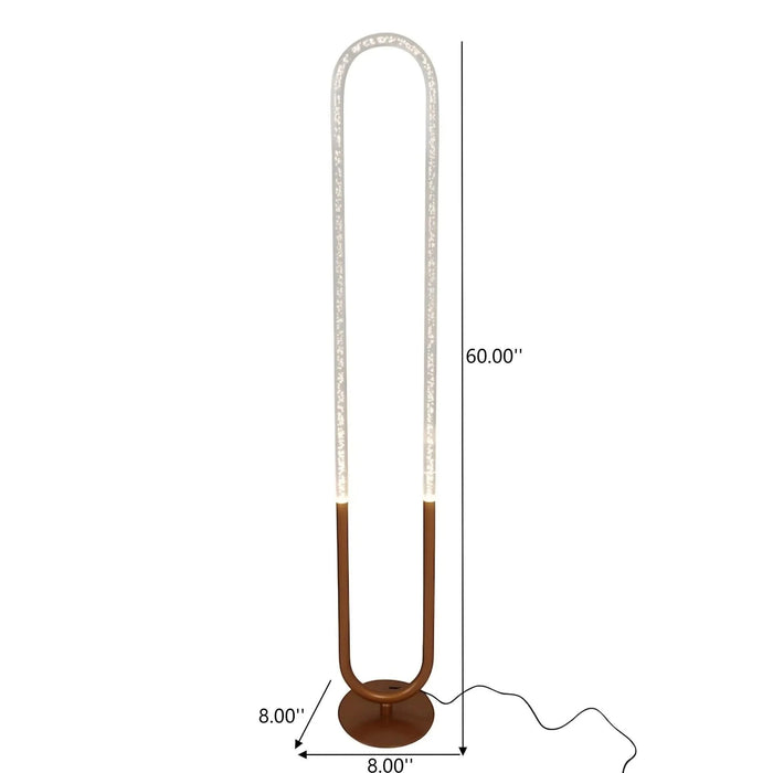 Zeon LED Floor Lamp, Contemporary Standing Light, Coarse Gold Finish, Metal and Clear Acrylic, 110-120V Default -DTYStore