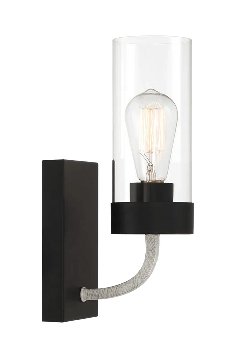 Zephyr Single Light Sconce With Clear Glass Metal Black Finish Default -DTYStore