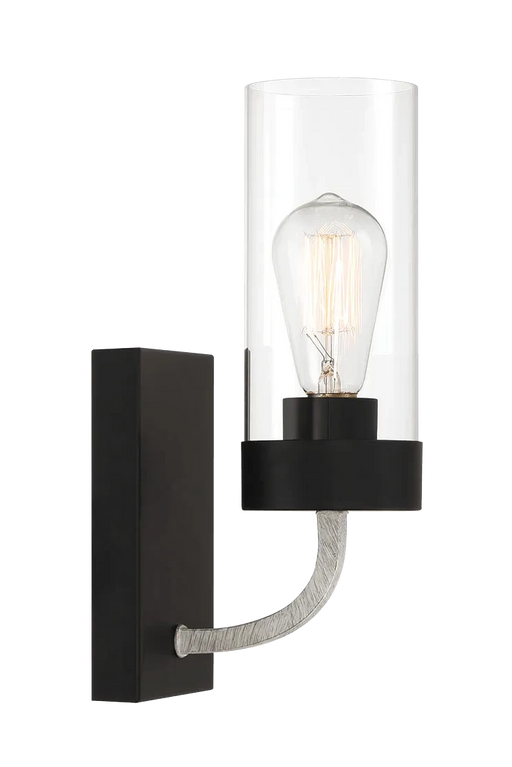 Zephyr Single Light Sconce With Clear Glass Metal Black Finish Default -DTYStore