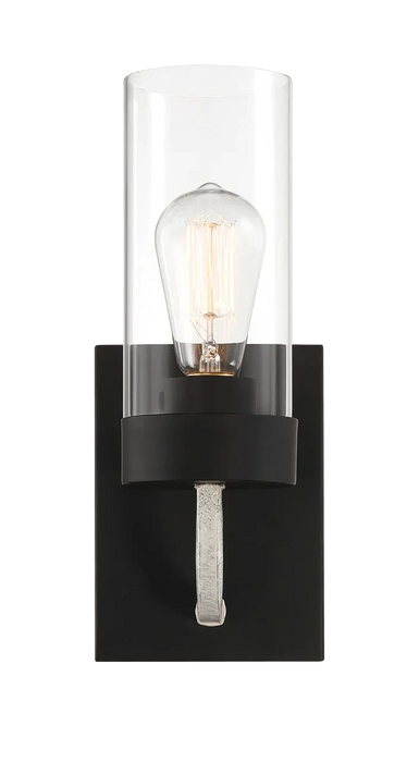 Zephyr Single Light Sconce With Clear Glass Metal Black Finish Default -DTYStore