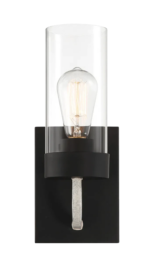 Zephyr Single Light Sconce With Clear Glass Metal Black Finish Default -DTYStore