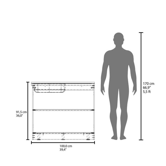 Zurich 39' Wide Utility Sink, Base Cabinet Two-Door Cabinet With Two Shelves, Stainless Steel Sink, Kitchen, Laundry Room, Garage Sink White Default -DTYStore