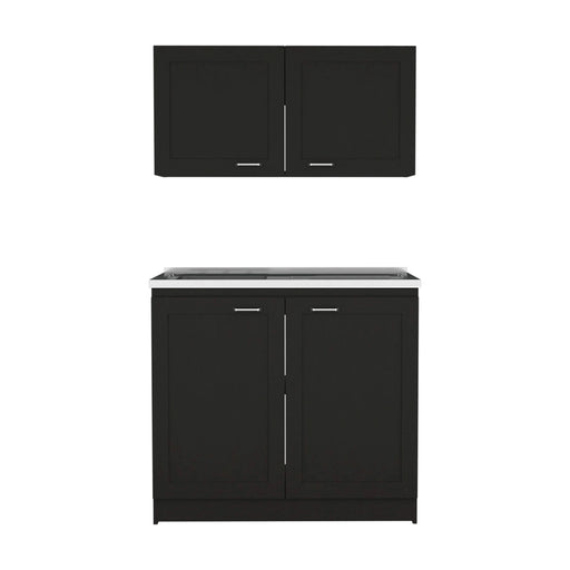 Zurich Cabinet Set, Two Shelves Black Default -DTYStore