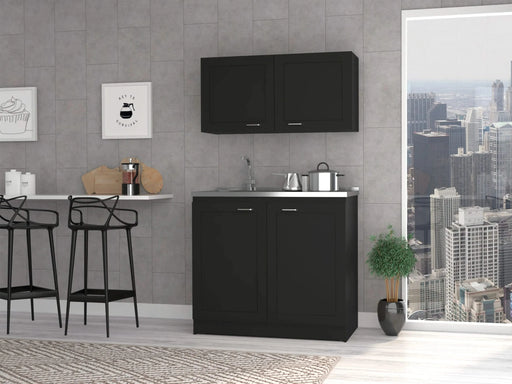 Zurich Cabinet Set, Two Shelves Black Default -DTYStore