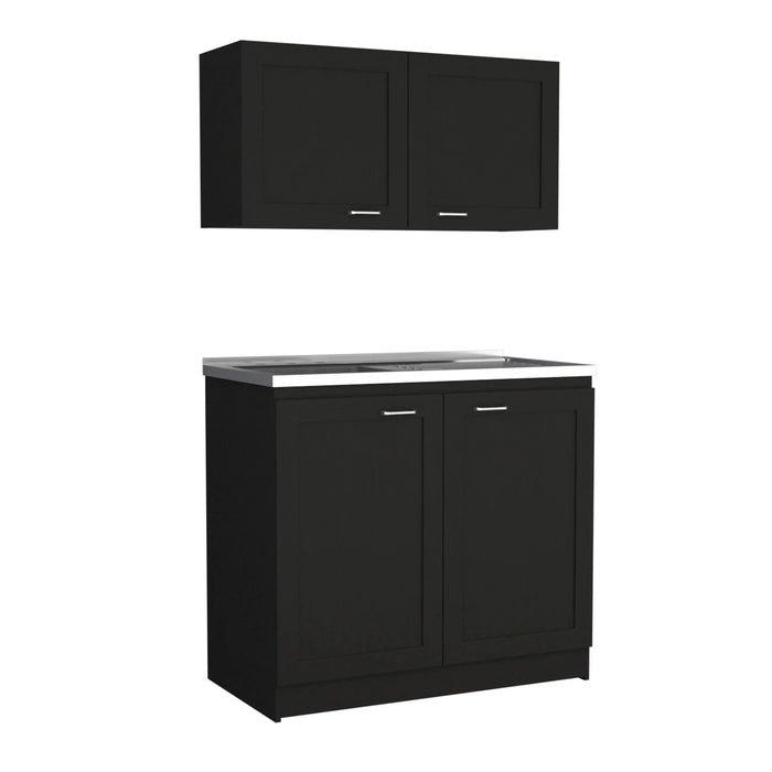 Zurich Cabinet Set, Two Shelves Black Default -DTYStore