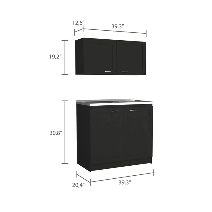 Zurich Cabinet Set, Two Shelves Black Default -DTYStore