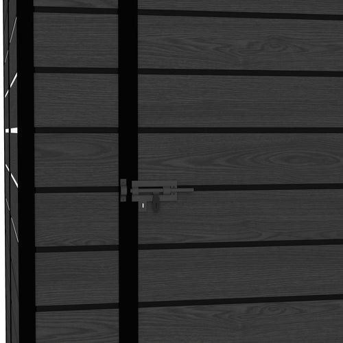 Campcraft 6*6ft resin storage shed, high quality pp material, strong structure, waterproof, rust and UV proof, large storage space, 12mm thick pp board, HD window lighting Black wood grain color - Image 23