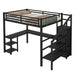 Metal Full Loft Bed with Wardrobe and LED Light, Full Size Loft Bed with L Shaped Desk and USB for Kids Teens Adults, Black(Expect arrived on 2025/2/20) - DTYStore